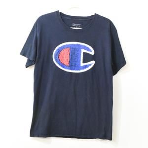 Champion  Men Navy Blue T-Shirt Graphic Big Small C Logo Crewneck Short Sleeve M